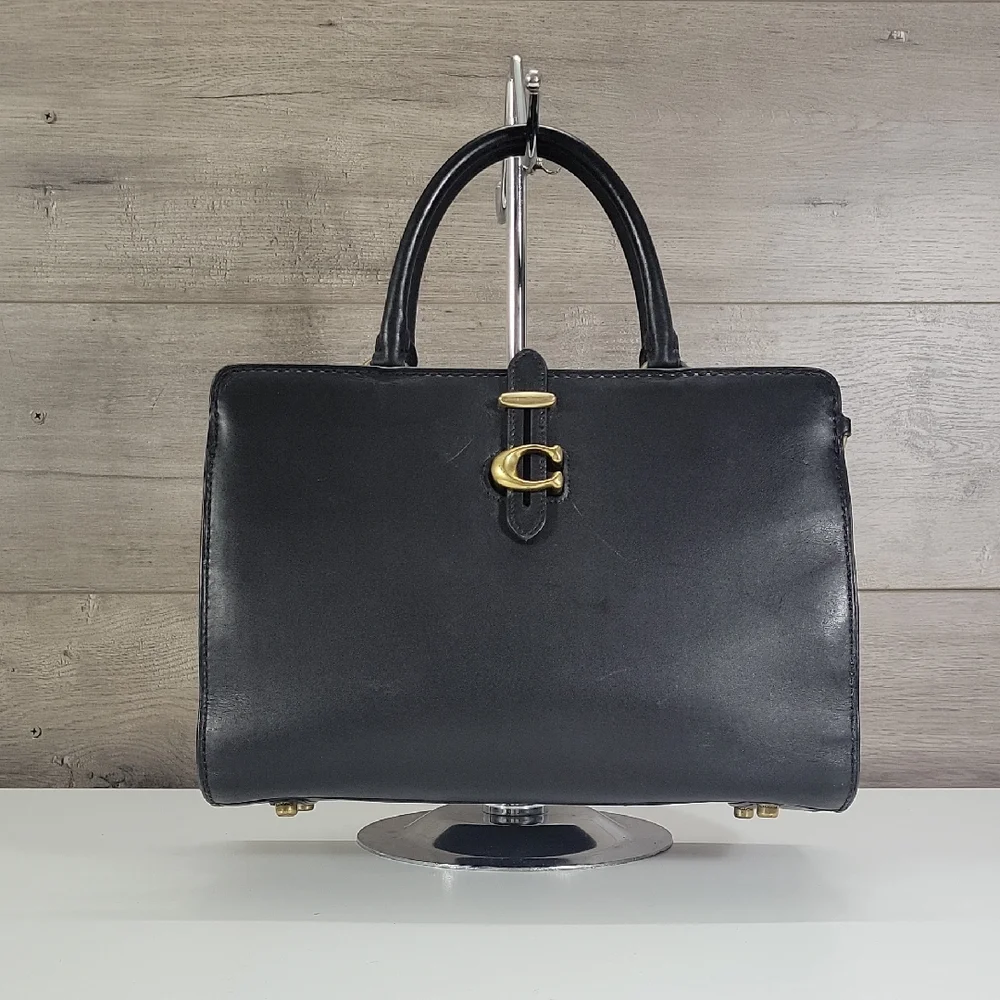 Coach Serra Classic Black Leather Top-Handle Satchel Bag 74177